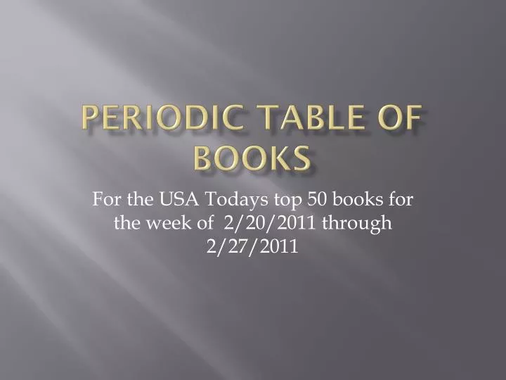 periodic table of books
