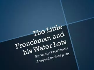 The Little Frenchman and his Water Lots