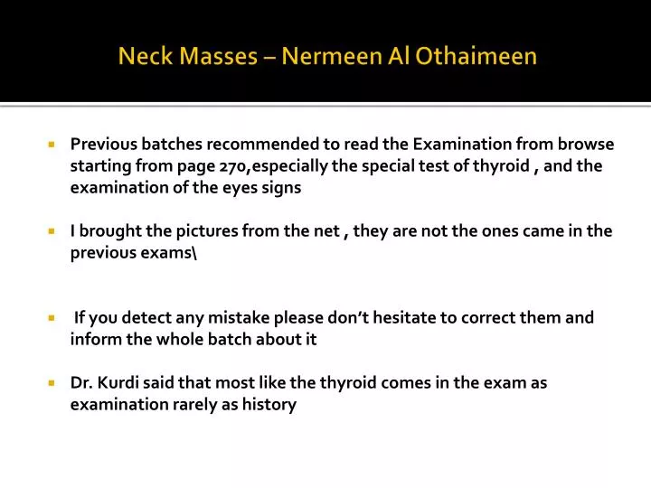 Ppt Neck Masses Nermeen Al Othaimeen Powerpoint Presentation Free