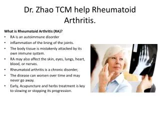 Dr. Zhao TCM help Rheumatoid Arthritis.