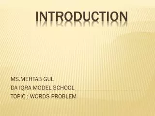 ms mehtab gul da iqra model school topic words problem