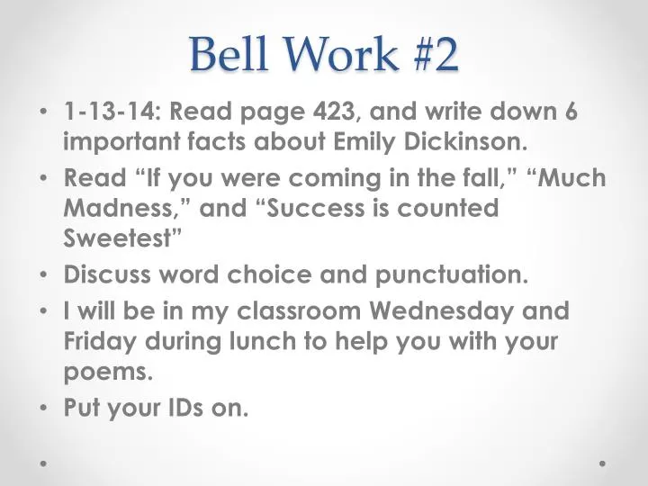 bell work 2