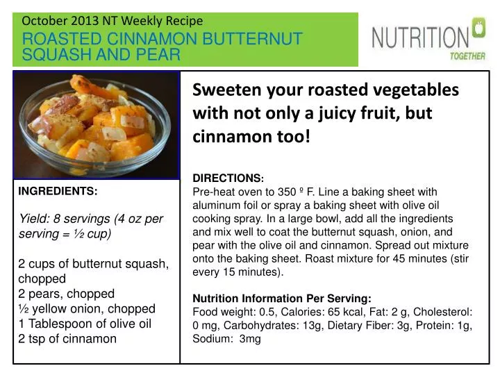 october 2013 nt weekly recipe roasted cinnamon butternut squash and pear