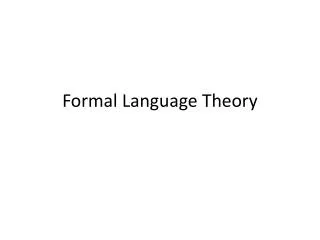 Formal Language Theory