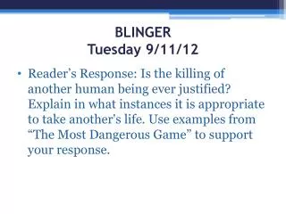 BLINGER Tuesday 9/11/12