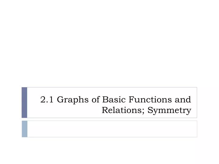2 1 graphs of basic functions and relations symmetry