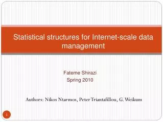 Statistical structures for Internet-scale data management