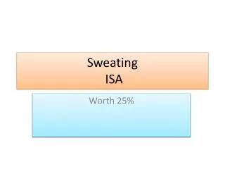 Sweating ISA