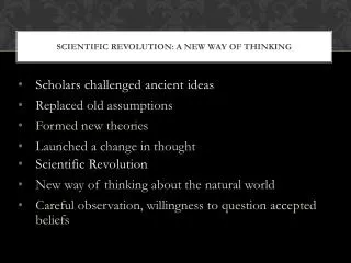Scientific Revolution: A New Way of Thinking