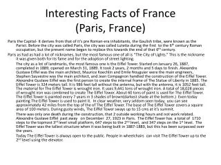 Interesting Facts of France (Paris, France)