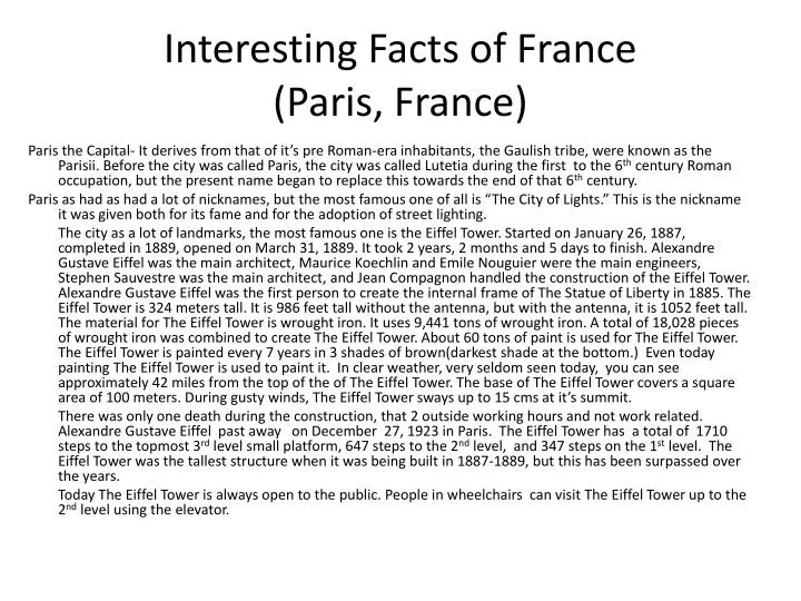 interesting facts of france paris france