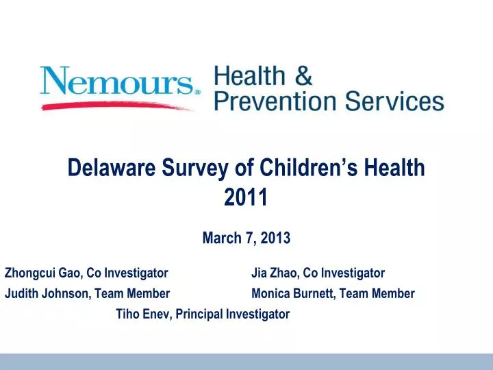 delaware survey of children s health 2011 march 7 2013