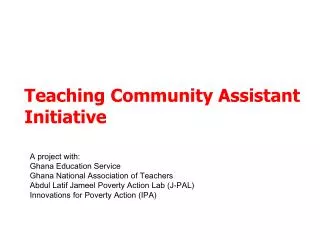Teaching Community Assistant Initiative