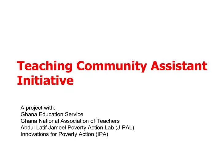 teaching community assistant initiative