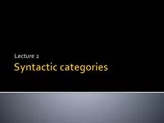 Syntactic categories