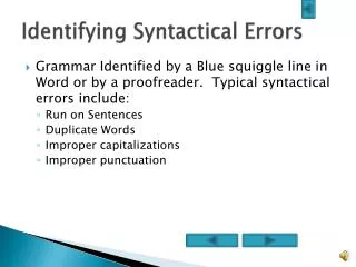 Identifying Syntactical Errors