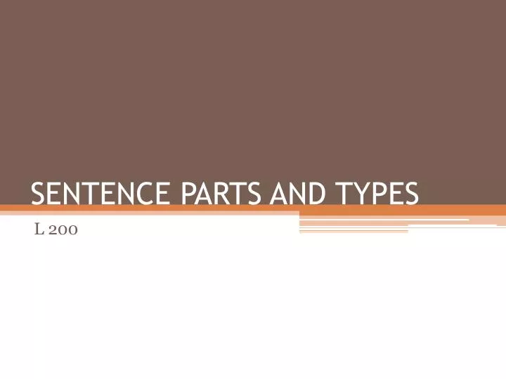 sentence parts and types