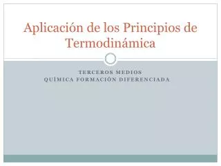 aplicaci n de los principios de termodin mica