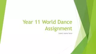 Year 11 World Dance Assignment