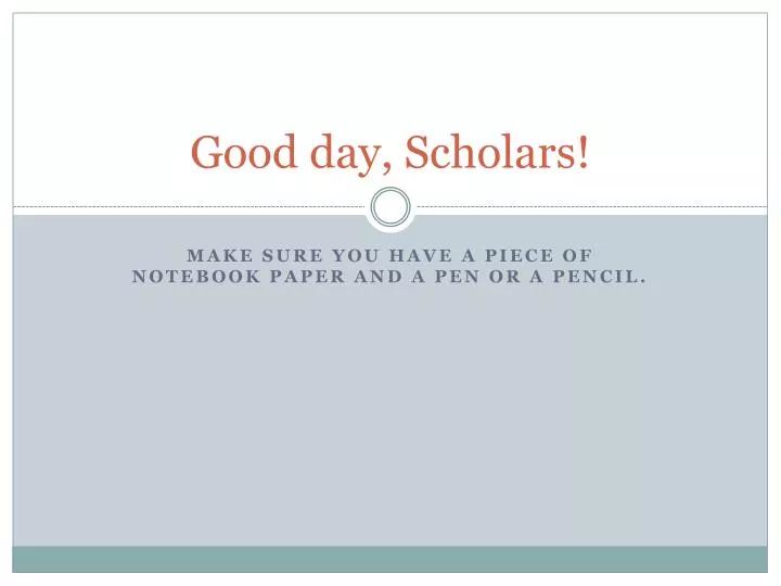 good day scholars