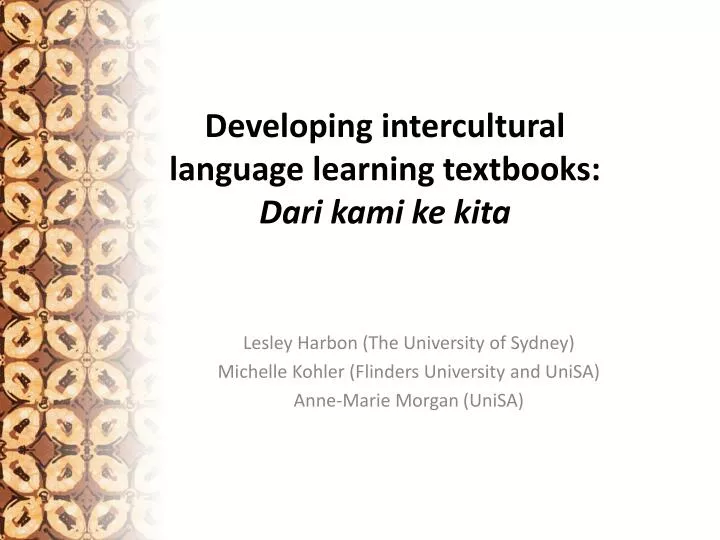 developing intercultural language learning textbooks dari kami ke kita