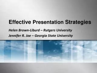 Effective Presentation Strategies