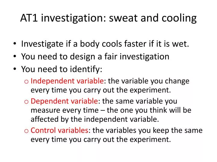 at1 investigation sweat and cooling