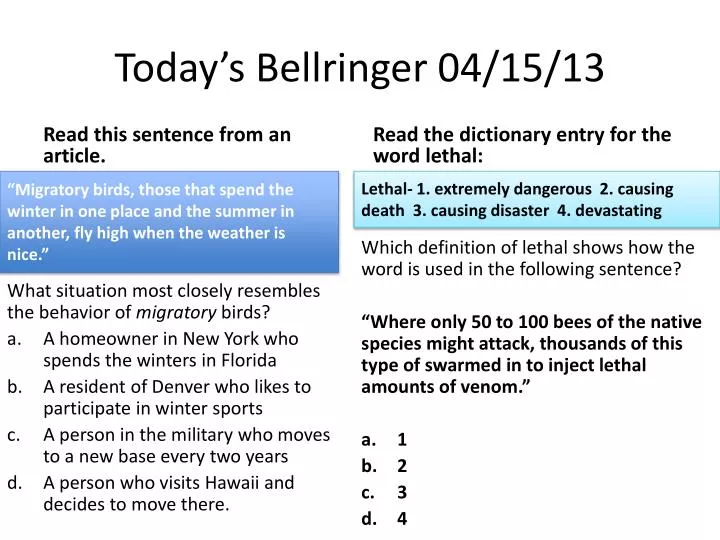 today s bellringer 04 15 13