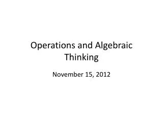 Operations and Algebraic Thinking