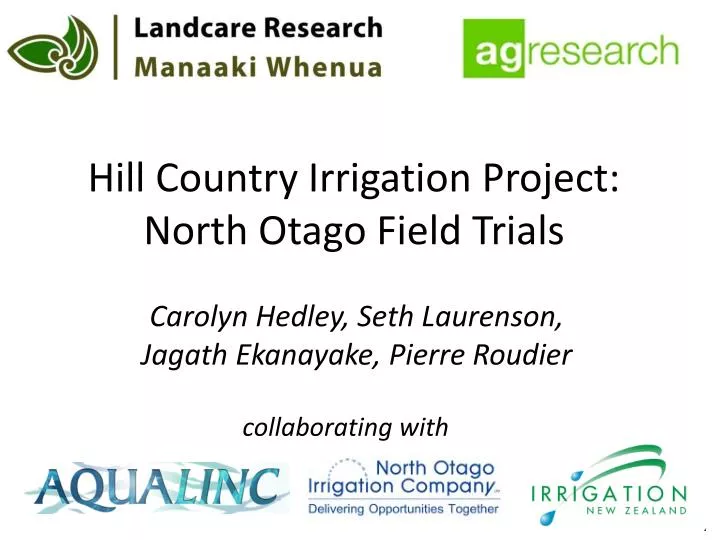 hill country irrigation project north otago field trials