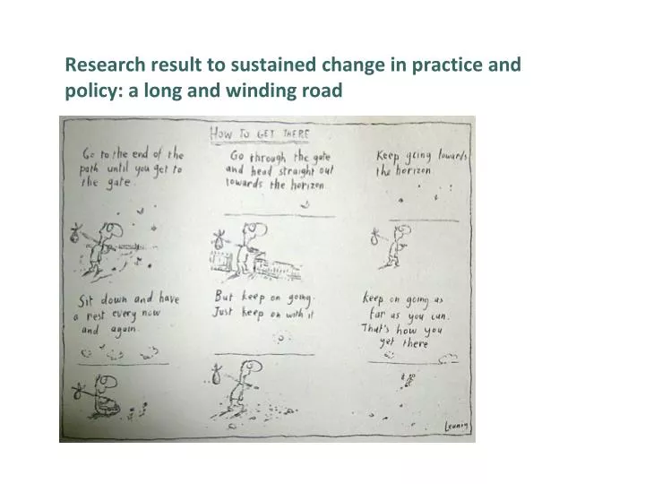 research result to sustained change in practice and policy a long and winding road