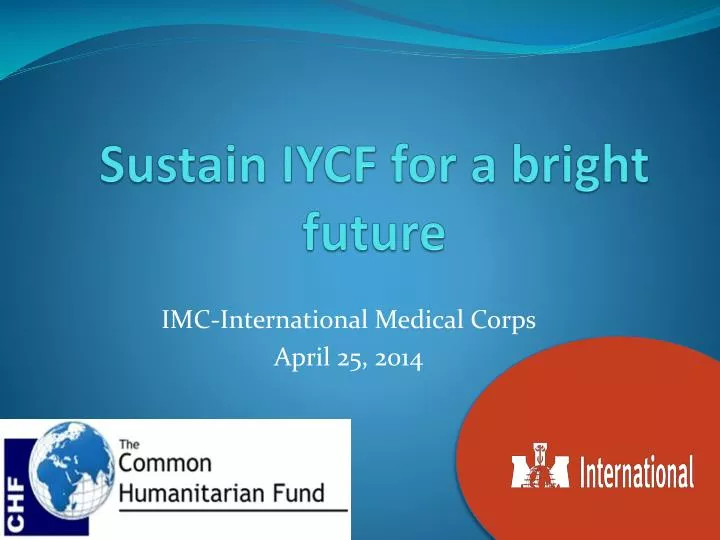 sustain iycf for a bright future