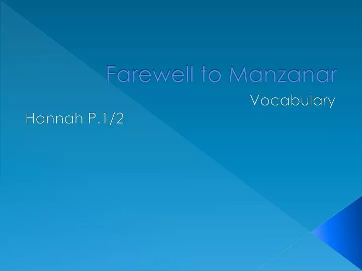 farewell to manzanar