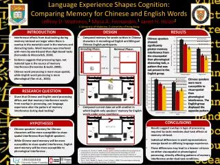 Language Experience S hapes C ognition : Comparing Memory for Chinese and English Words