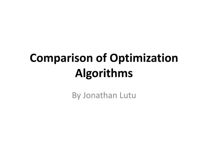 comparison of optimization algorithms