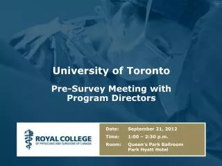 university of toronto pre survey meeting with program directors