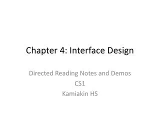 Chapter 4: Interface Design