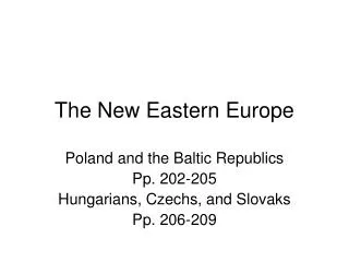 The New Eastern Europe