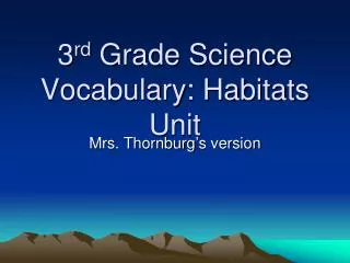 3 rd Grade Science Vocabulary: Habitats Unit