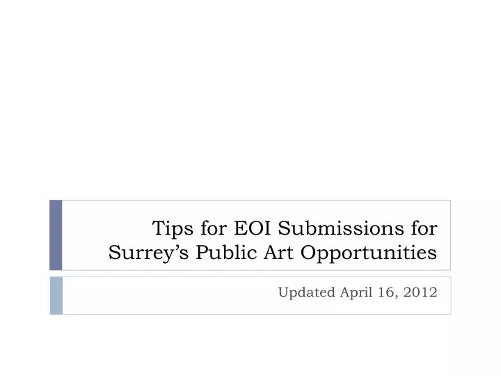 tips for eoi submissions for surrey s public art opportunities