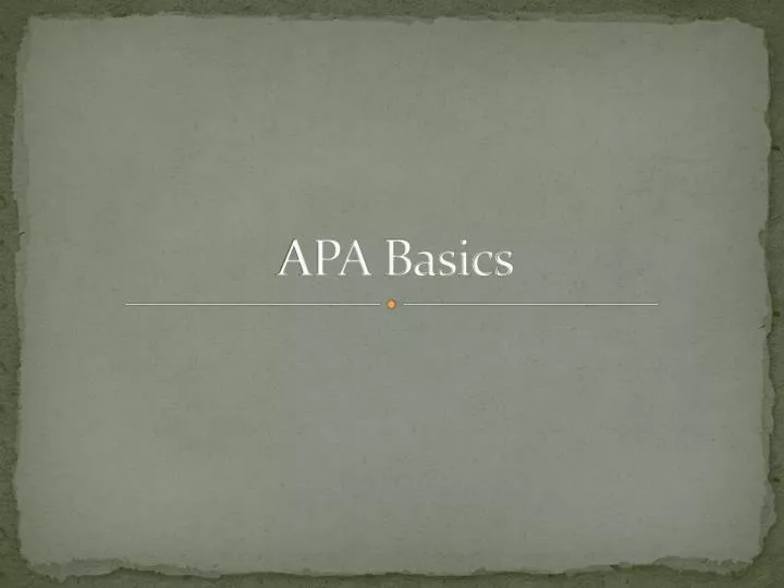 apa basics