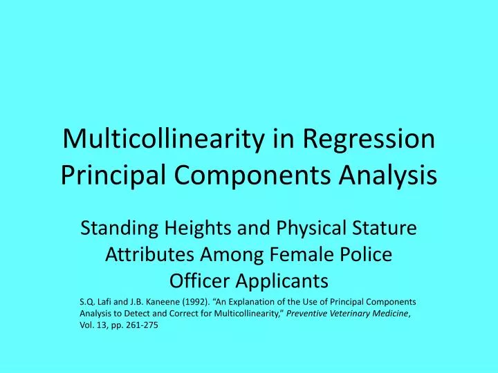 multicollinearity in regression principal components analysis