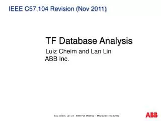 IEEE C57.104 Revision (Nov 2011)