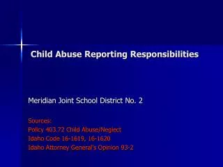 Child Abuse Reporting Responsibilities