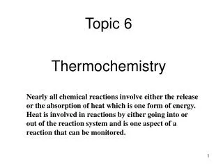 Topic 6 Thermochemistry