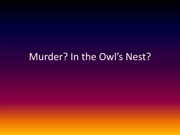 murder in the owl s nest