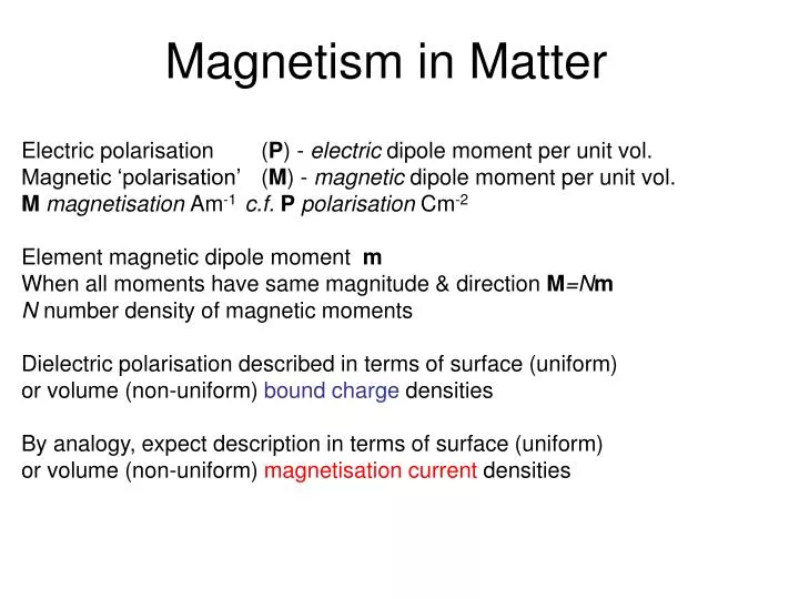 magnetism in matter