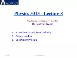Physics 3313 - Lecture 8