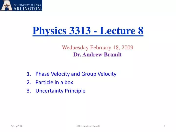 physics 3313 lecture 8