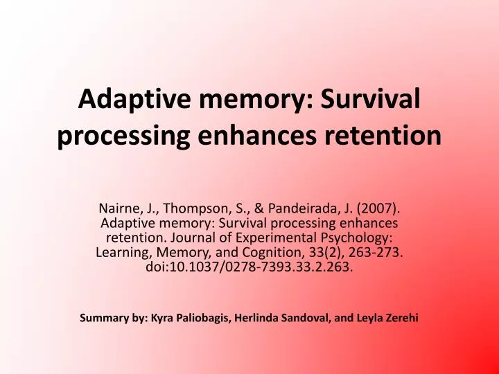 adaptive memory survival processing enhances retention